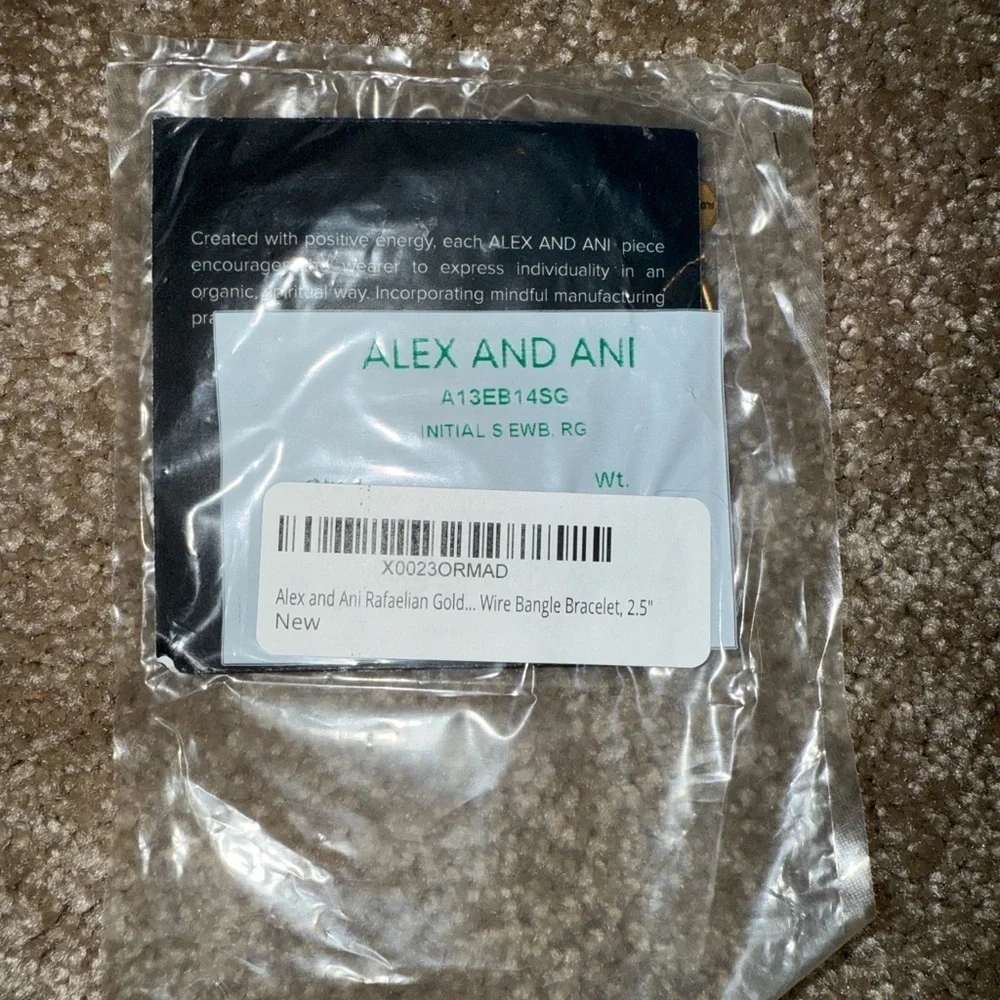 Alex and Ani Gold Rafaelian Gold “S” Charm Bangle Bracelet - NIP